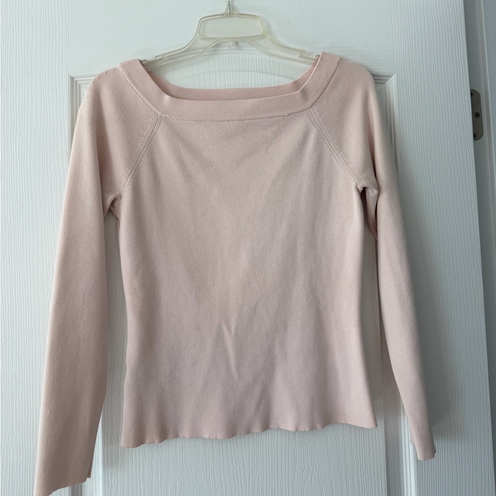 Ann Taylor Light Pink Long Sleeve Boatneck Top small